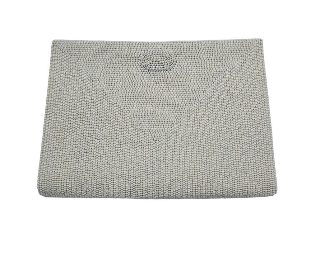 Vintage Walborg Hand Made Japan White Beaded Clutch Evening